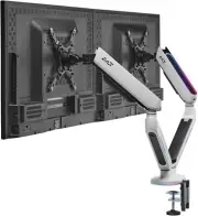 AVLT Dual RGB Gaming Monitor Arms Desk Mount Fits 27”-43” Monitors | White