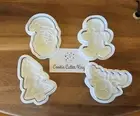 Christmas Shapes Cookie Cutter & Embosser Stamps Set Of 4 - Santa - Reindeer