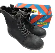 Steel Cap Work Boots Oliver Men's Leather Lace Up Ankle Black Size 8 Side Zip