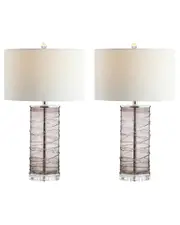 JONATHAN Y Designs Cole 27.5in Modern Fused Glass Cylinder LED Table Lamp