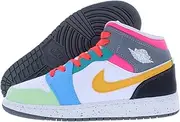 [Jordan] Big Kid's 1 Mid SE White/Taxi-Dark Shadow (FN1190 100)