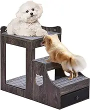 VEVOR Bunk Bed for Dogs and Cats with Removable Stairs 830 x 450 x 675 mm Multiple Steps with Storage Drawer for Indoor, Home, Bedroom, Near Bed and Window, Grey
