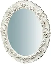 Biscottini - Vertical/Horizontal Wall Mirror in Antique White Wood L33 x D2.5 x H29 cm - Entrance Wall Mirror - Mirror with Frame - Vintage Mirror