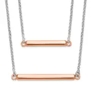 Sterling Silver Fancy Double Rose-Tone Bar W/2In Ext. Necklace
