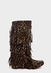 Leopard No Playtime Fringe Boots