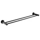 Fienza Hustle Double Towel Rail 800mm Round Plate Matte Black 82508