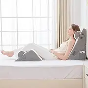 Hogrance Wedge Pillow for Sleeping, 5PCS Bed Pillow for Side Sleeping, L29 x H22 Body Pillow with Memory Foam, Grey