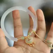 Natural Agate Chalcedony Blessing Lock Bracelet Auspicious Ruyi Lock Bangles