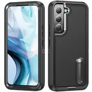 MCC Shockproof Samsung Galaxy S22 5G Case Cover Heavy Duty with Stand S901 [Black+Black]
