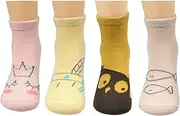 kilofly Girls Non-Skid Cotton Socks Value Pack, 4 Pairs, Infants to Toddlers