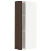 METOD wall cabinet with shelves, white/Sinarp brown, 20x37x80 cm