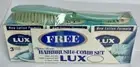 VTG BLUE LUX BEAUTY SOAP & Blue Pearlescent Nylon Bristled Hairbrush & Comb NOS