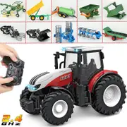 1/24 Rc Tractor Trailer With Led Headlight,farm Toys Set 2.4ghz Remote Control Car Truck Farming Simulator For Children Kid Gift Blue-8 wheel