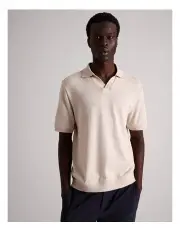 [Blaq] Caleb Knit Short Sleeve Polo in Natural
