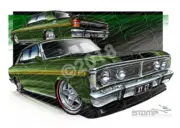 FORD XY GT FALCON MONZA GREEN A2 FRAMED PRINT (FT077)