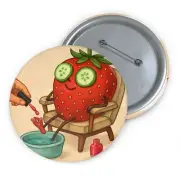 Custom Pin Button Badge Strawberry Pedicure Spa Art Funny