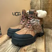 UGG ASHTON ADDIE TIPPED SNOW BOOT WOMENS US 8.5 CHESTNUT WATERPROOF LEATHER