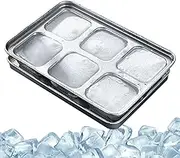 Stainless Steel Ice Tray - Cocktail Ice Molds | Slow-Melting Maker Container for Beverage Coffee Wine Kitchen Restaurant Bar Hotel Party Camping Outdoor Travel RV