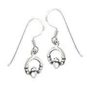 Women's Sterling Silver Small Claddagh Earrings.