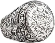 SUKKCCNO Vintage Star of David Ring for Men Handmade Engrave Stackable Astronomical Hexagram Band Six-Pointed Star Wide Rings Jewelry Gift Size 6-11 8