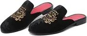 [FLQL] Men's Leather Scuff Slippers Velvet Slip On Loafers Fashion Backless Mule Clogs Anti-Slip Sandals Slides for Men and Women Designer Size 7-13