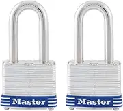 Master Lock 3TLF Laminated Steel Padlock with Key, 2 Pack Keyed-Alike, Silver