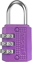 RESET-071 3 Digit Small Combination Lock Tiny Padlock for Mini Locker, Travel Padock, Diary, Box,Luggage, Suitcase, Backpack, Purple