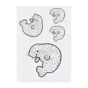 4 x 'Cute Manatee' Temporary Tattoos / Transfers (TO00011150)