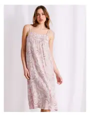 [Chloe & Lola] Serene Viscose Pintuck Midi Chemise in Leafy Paisley Prin