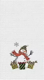 C&F Home Snowman & Gifts Embroidered Lainey Daniels Kitchen Towel NWT Christmas
