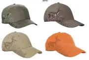 Deer Hunting Running Buck Whitetail embroidered scene Hat Cap