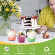 100 X 200Ml Dessert Cups with Lids & Spoons,Clear Plastic Cup - Small Reusabl...