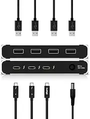 CalDigit Thunderbolt 4 Element Hub - Universal Multi-Port Hub, 4X Thunderbolt 4/USB4 Ports, 4X USB 3.2 Gen2 10Gb/s Ports, Single display up to 8K or Dual 4K 60Hz Displays, 60W Charging with 0.8m Cable