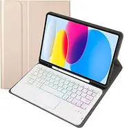 Jarttarn Backlit Keyboard Case Compatible with IPad 11th Generation 11 Inch (A16) 2025, Detachable Wireless Bluetooth Touched Keyboard and Protective Case Cover with Pen Slot (Luxury Gold)