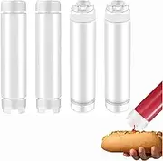 YQkangzhu 4 Pcs 16 oz Inverted Plastic Squeeze Bottles, Upside Down Condiment Squeeze Bottle, Refillable Tip Large Valve Bottles, Self Sealing Syrup Dispenser for Ketchup Sauces Cream for Restaurants