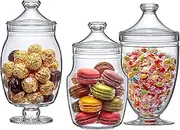 Amazing Abby - Keep - Acrylic Apothecary Jars (3-Piece Set), Plastic Jars with Lids, Bathroom Canisters, Vanity Organizers, Candy Buffet, Wedding Display, BPA-Free and Shatter-Proof
