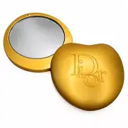 Vintage Christian Dior Hinged Gold-Colored Heart-Shaped Compact Makeup Mirror