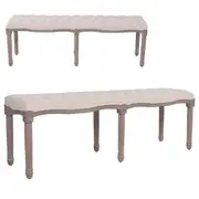 Provincial Style Wooden Bench Bedroom Hallway Padded Linen Hall Bed End Seat