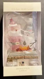 Holiday Santa & Snowman By Fireplace Red Flickering Fire Night Light NIB