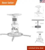 Sleek White Projector Mount - Ceiling Bracket with 30lbs Capacity, Easy Install