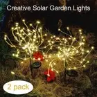 2 pcs Firework Starburst 105 LED Solar Light for Holiday Yard Christmas Decor