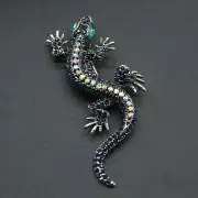 Vintage Style Enamel Crystal Blue Lizard Brooch Badge Pin Gift