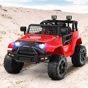 ALFORDSON 12V Kids Ride On Car Dual Motors, Remote Control Toy Car with Music Player LED Lights, Ride-on Car Design Eletric Vehicle, Red