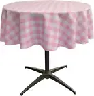 Tccheck51R-Pinkk37 Polyester Gingham Checkered Tablecloth, White & Pink - 51 In.