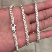 5mm 24" Real 925 Franco Sterling Silver Solid Chain Necklace Diamond Cut ITALY