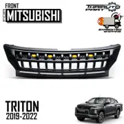 Matte Black Front Grille Yellow LED Fit Mitsubishi Triton L200 Ute MQ MR 2019-22 (for: Mitsubishi)