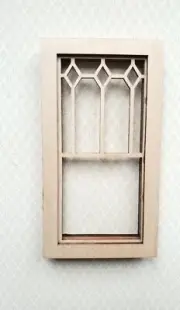 Dollhouse Miniature Window Victorian Style Small Diamonds Wood 1:12 Scale