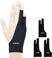 Wacom Drawing Glove, Two-Finger Artist Glove for Drawing Tablet Pen Display, 90% Recycled Material, eco-Friendly, one-Size (3 Pack), Black (ACK4472502Z)