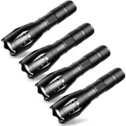 4 x Flashlight LED, Super Bright Torch Waterproof Bright LED Military Zoomable