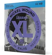 D'Addario EXL115 Nickel Wound Electric Guitar Strings, Medium/Blues-Jazz Rock, 11-49